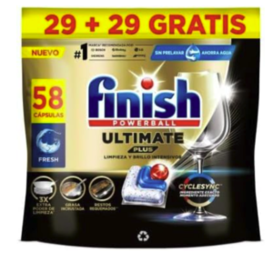 finish-powerball-ultimate-plus-58 Paquete de cápsulas para lavavajillas Finish Powerball Ultimate Plus de 58 unidades en oferta