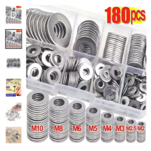 kit de arandelas planas de acero inoxidable organizador Kit de arandelas planas de acero inoxidable 180 piezas ordenadas por tamaños