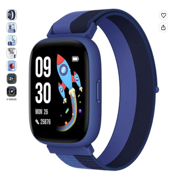 Pulsera de actividad BIGGERFIVE para niños en color azul con pantalla espacial