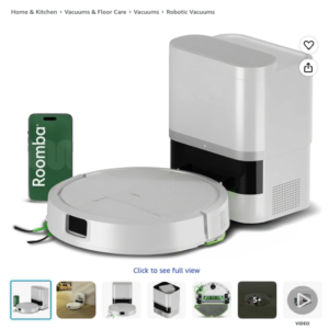 Robot aspirador iRobot Roomba 115 Combo con Clean Base Robot aspirador iRobot Roomba 115 Combo de color blanco junto a su base de autovaciado inteligente.