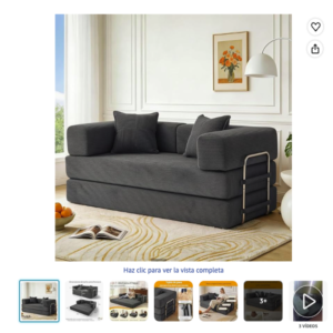 vipbear sofa cama 2 plazas convertible viscoelastico Vipbear Sofa Cama 2 Plazas modular de pana color gris con cojines
