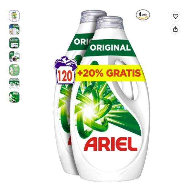 Ariel Detergente Lavadora Líquido 120 lavados original