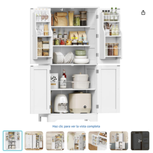 alacena de cocina alta y despensa teenfon alacena de cocina alta teenfon de color blanco abierta con alimentos y vajilla organizados en su interior