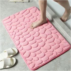Alfombra de Baño con Relieve de Guijarros Alfombra de baño antideslizante rosa con diseño de relieve de guijarros