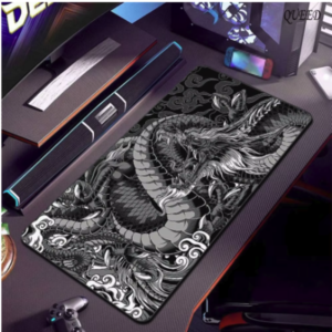Alfombrilla gaming XXL de alta calidad Alfombrilla gaming XXL con diseño de dragón sobre escritorio