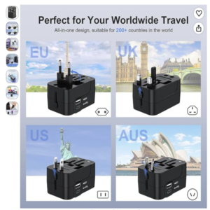 Amoner Adaptador de Enchufe Universal Adaptador de enchufe universal Amoner con puertos USB C y A