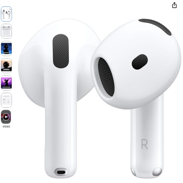 Apple AirPods 4 con Cancelación Activa de Ruido | Oferta Es Apple AirPods 4 con Cancelación Activa de Ruido en color blanco con estuche USB-C.