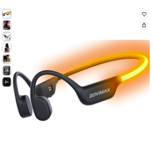 Auriculares Conducción Ósea Bluetooth 6.0 ZOVIMAX en oferta Auriculares Conducción Ósea Bluetooth 6.0 ZOVIMAX con luz LED trasera naranja activa