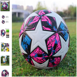 Balón de fútbol profesional talla 4 de PU sin costuras con diseño de estrellas