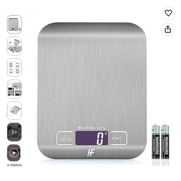 Báscula de cocina HomeFashion de alta precisión Báscula de cocina HomeFashion digital de acero inoxidable con pantalla LCD