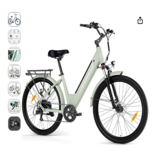 Bicicleta eléctrica Junglor urbana mujer Bicicleta eléctrica Junglor para mujer en color verde con motor de 250W y frenos de disco hidráulicos