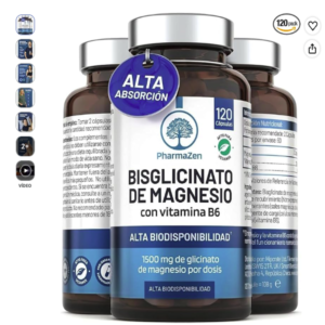 Bisglicinato de Magnesio PharmaZen alta absorción Bote de Bisglicinato de Magnesio PharmaZen de 120 cápsulas