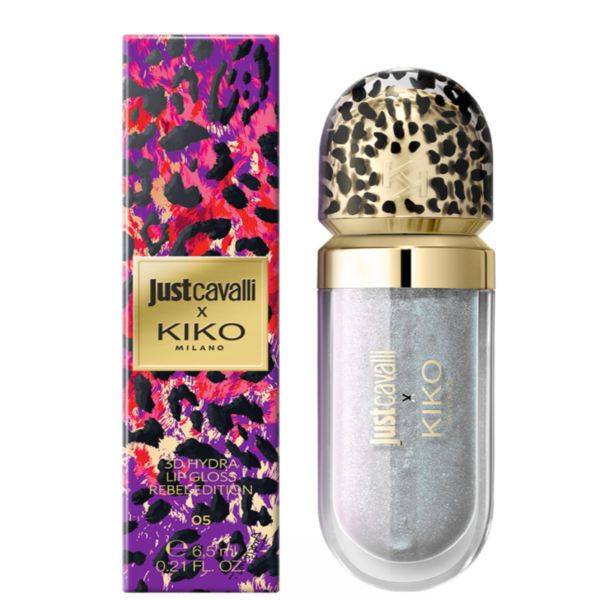Brillo de labios hidratante Kiko Milano Just Cavalli 05 Sunset Groove de edición limitada con su caja animal print. Brillo de labios hidratante Kiko Milano Just Cavalli 05 Sunset Groove de edición limitada con su caja animal print.