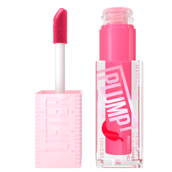 brillo de labios maybelline lifter plump 005 brillo de labios maybelline lifter plump tono 005 pink sting con aplicador abierto