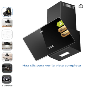 campana extractora inclinada ciarra en cristal negro de 60 cm