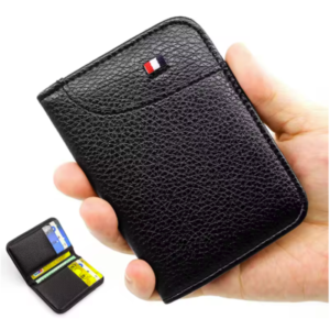 Cartera minimalista para hombre en color negro Cartera para hombre ultra delgada de cuero PU