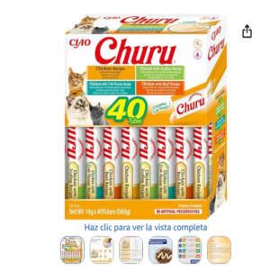 Churu Gatos INABA snack cremoso natural Churu Gatos INABA pack 40 tubos 4 recetas de pollo