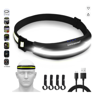 DARKBEAM Linterna Frontal LED Linterna frontal LED DARKBEAM recargable con ángulo de 230 grados