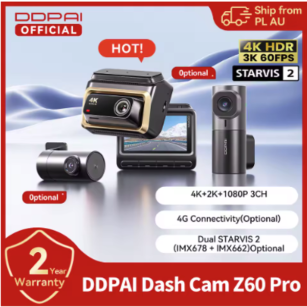 DDPAI Dash Cam Z60 Pro 4K HDR para vehículos DDPAI Dash Cam Z60 Pro con sensor Sony STARVIS 2 grabadora