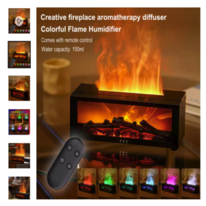 Difusor de aceites esenciales con efecto de llama 3D en oferta Difusor de aceites esenciales con llama de fuego artificial y mando a distancia
