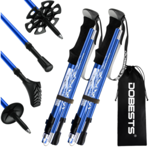 DOBESTS bastones de senderismo de montaña DOBESTS bastones de senderismo plegables de aluminio azul y accesorios