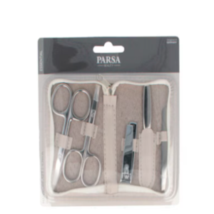 Estuche de manicura de 5 piezas Parsa Estuche de manicura de 5 piezas Parsa Negro con herramientas de precisión