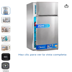 frigorifico 2 puertas midea de 204 litros en acero inoxidable