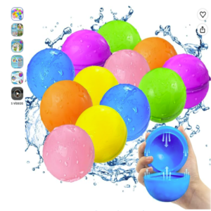 Globos de agua reutilizables Smirodi pack de 12 piezas. Globos de agua reutilizables de silicona multicolor con cierre magnético sumergidos en agua.