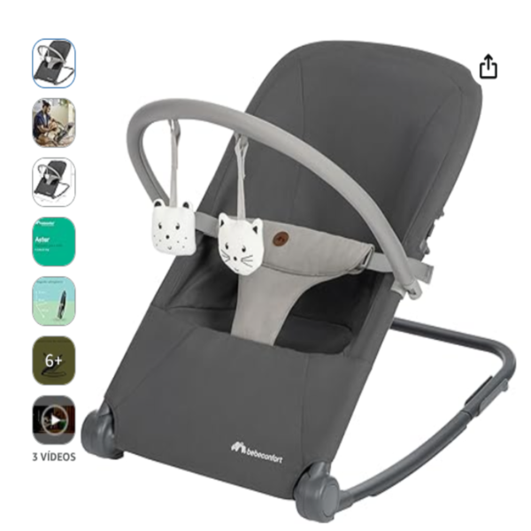 Hamaca bebé Bebeconfort Aster color gris con arco de juguetes