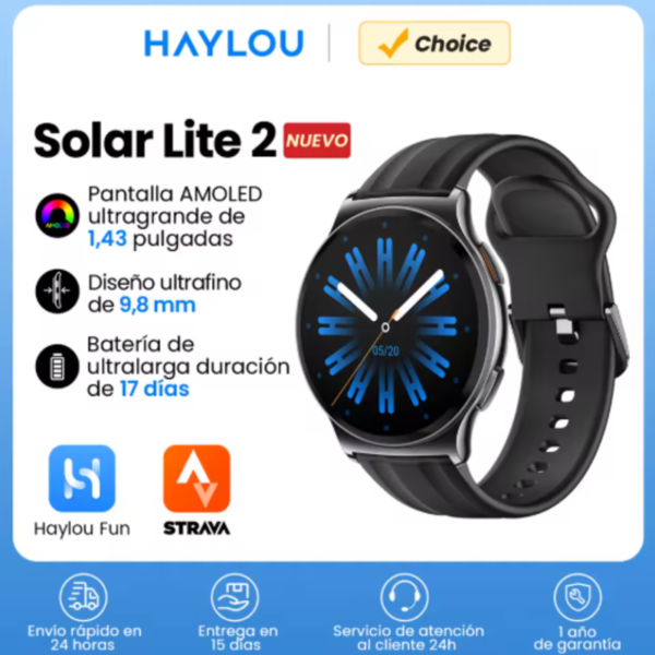 Haylou Solar Lite 2 smartwatch con pantalla AMOLED de 1,43 pulgadas