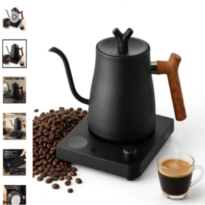 Hervidor eléctrico gooseneck de 1L para café de goteo con control de temperatura