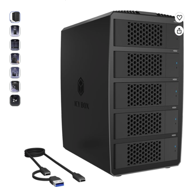 Icy Box Caja RAID de 5 bahías para HDD y SSD Icy Box Caja RAID de 5 bahías para almacenamiento de discos