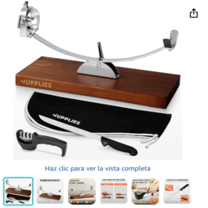 Jamonero JUPPLIES acero inoxidable con base de bambu y accesorios