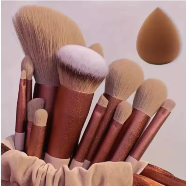 Juego de brochas de maquillaje profesional de 13 piezas con esponja