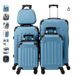 Juego de maletas LEADZM 5 piezas azul marino con neceser