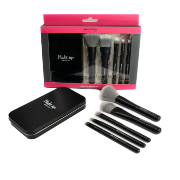 Kit de brochas de maquillaje Beter con estuche metálico