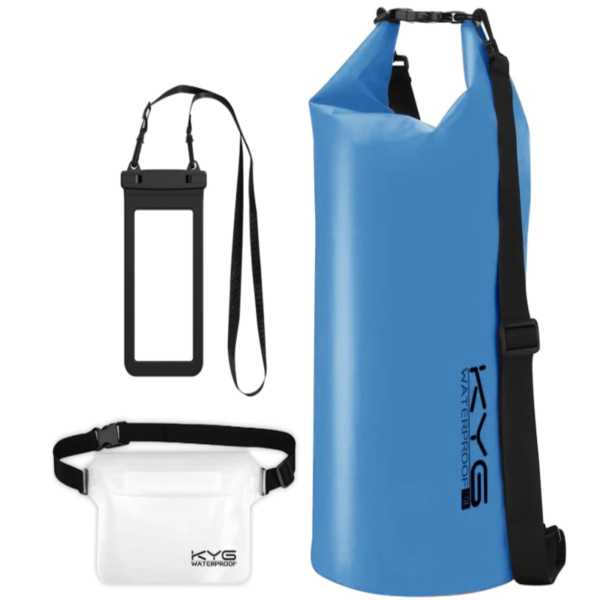 KYG mochila estanca impermeable de color azul claro de 20L con accesorios