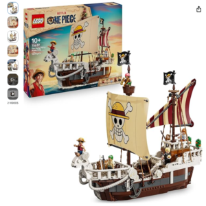 Maqueta de barco de juguete LEGO One Piece Going Merry Maqueta de barco LEGO One Piece Going Merry montada junto a su caja oficia