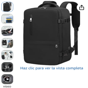 Mochila de viaje VMIKIV negra para cabina Ryanair 40x20x25