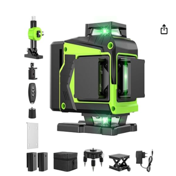 Nivel láser verde 16 líneas Pdgrid autonivelante con todos sus accesorios de montaje.