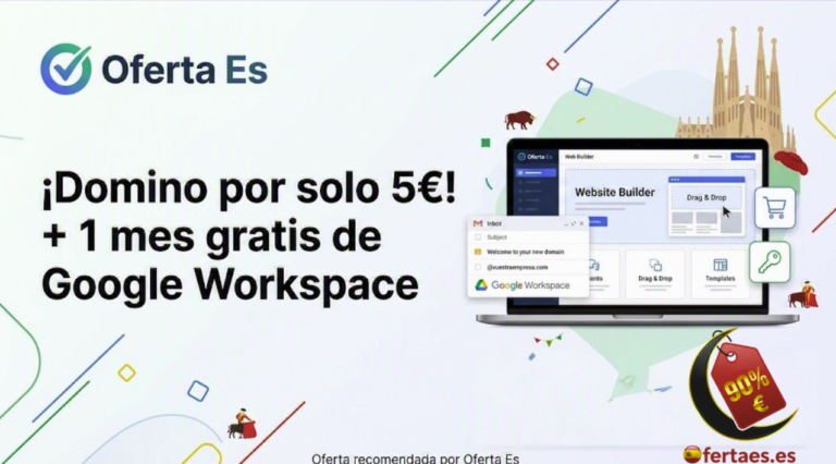 Cómo elegir el mejor hosting web y dominio en España 5 ¿Cómo conseguir un dominio por solo 5€ en España? Oferta especial con Google Workspace gratis de Oferta Es.