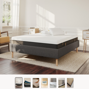 Pack cama Emma Original+ tapizada gris con colchón y almohada