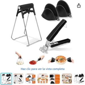 Pinzas de cocina para freidora de aire ViiRou con guantes de silicona antiquemaduras
