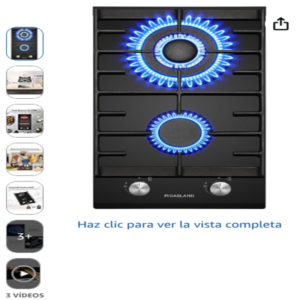Placa de gas GASLAND GH2302BG1FC Placa de gas GASLAND encimera de cristal negra con quemador wok