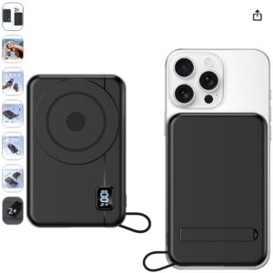 power bank magnetico mscsaz 10000mah power bank magnetico mscsaz 10000mah de color negro adherido a un smartphone