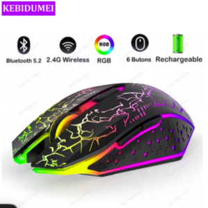 Ratón inalámbrico Kebidumei con luces RGB y 6 botones