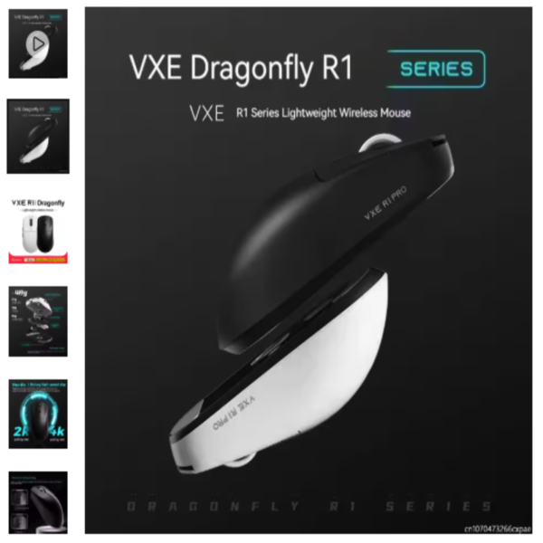 Ratón gaming VXE Dragonfly R1 con sensor PAW3395 Ratón inalámbrico VXE Dragonfly R1 en color negro