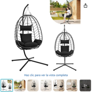 Silla colgante Laneetal Silla colgante Laneetal color antracita con soporte para jardín