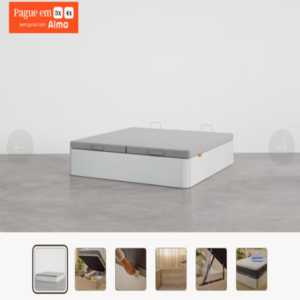 Sommier Abatible Emma con Arrumação Blanco Sommier abatible Emma blanco de 140x190 cm con sistema de almacenamiento y elevación hidráulica