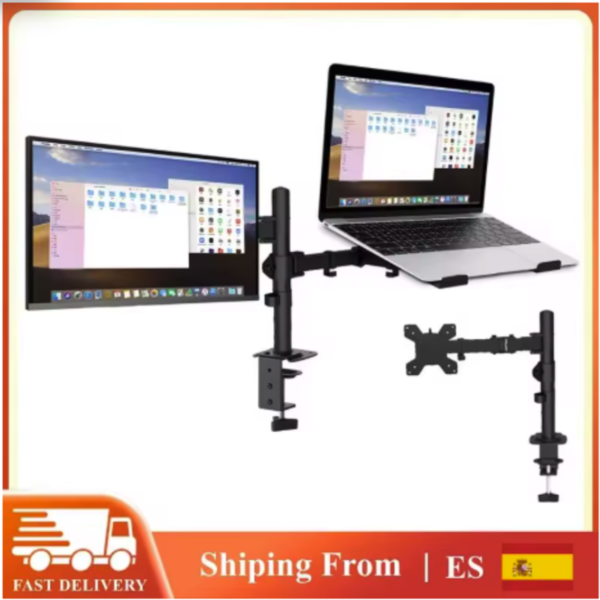 Soporte elevador para monitor y portátil con abrazadera Soporte ajustable para monitor de escritorio y laptop